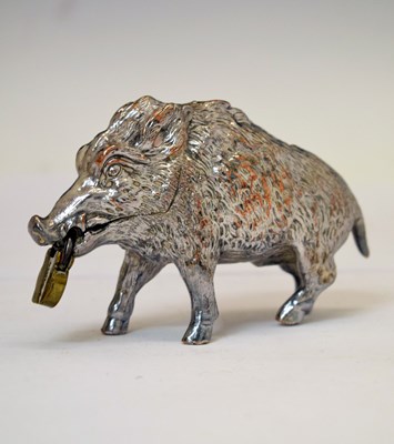 Lot Silverplated novelty money box in the form of a wild boar