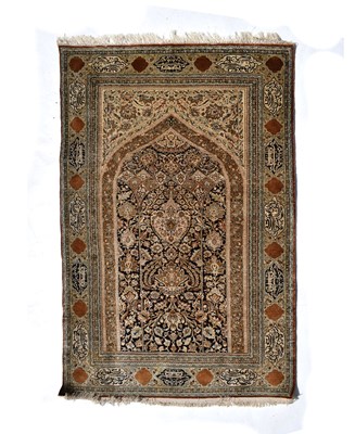 Lot 464 - Middle Eastern silk on wool prayer rug