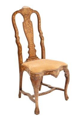 Lot 673 - 19th century Dutch walnut and marquetry chair