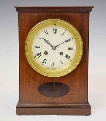 Lot 587 - Early 20th century mahogany inlaid 8-day mantel clock