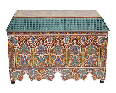 Lot 482 - North African architectural-style red ground trunk