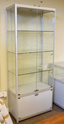 Lot 643 - Modern glazed panelled and metal framed display cabinet