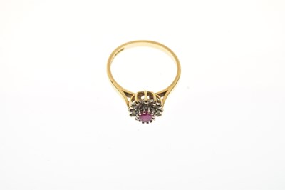 Lot 28 - 18ct gold, ruby and diamond cluster ring
