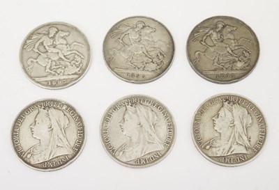 Lot 330 - Six Queen Victoria silver Crowns