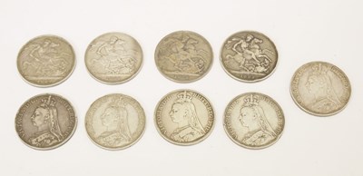 Lot 331 - Nine Queen Victoria silver crowns