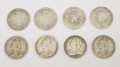 Lot 333 - Eight Victorian silver half crowns