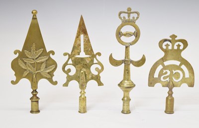 Lot 325 - Four Friendly Society brass staff heads