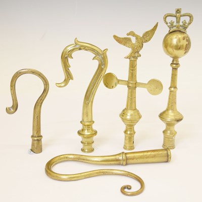 Lot 326 - Five West Country Friendly Society brass staff heads