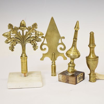 Lot 327 - Four Friendly Society brass staff heads