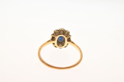 Lot 32 - Sapphire and diamond '18ct & Plat' cluster ring