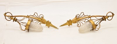 Lot 420 - Pair of gilt metal and glass wall lights