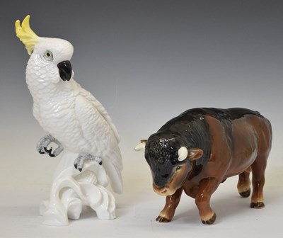 Lot 485 - Crown Staffordshire Cockatoo and a Sylvac Hereford Bull