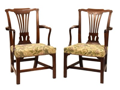 Lot 616 - Pair of 19th Century mahogany 'Country Chippendale'-style elbow chairs