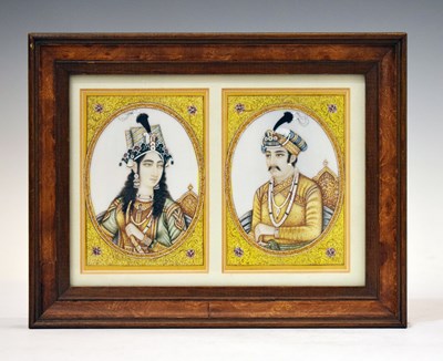 Lot 369 - Pair of Indian Mughal portrait miniatures on ivory