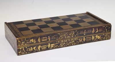 Lot 536 - 19th century Chinese lacquer and gilt decorated games board