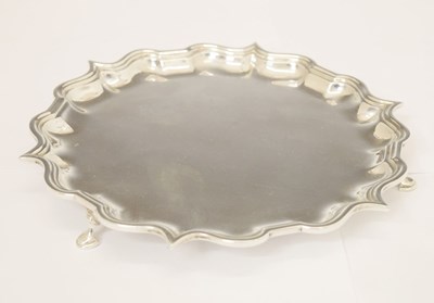 Lot 254 - George V silver salver with pie crust edge