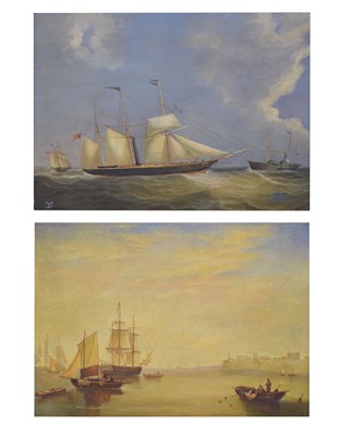 Lot 582 - 20th century Continental School - Oil on panel - Pair of maritime studies