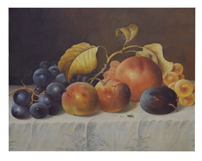 Lot 606 - 20th century British school - Oil on canvas - Still life with fruit