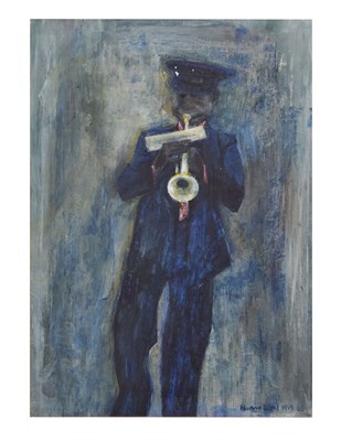 Lot 608 - Howard Dicks (British, 20th century) - Oil on board - Salvation Army Bandsman