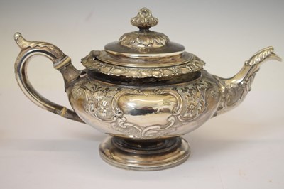 Lot William IV Scottish silver three-piece tea set