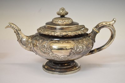 Lot William IV Scottish silver three-piece tea set