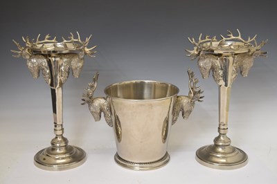 Lot 399 - Pair of modern silver plate centrepieces and ice pail