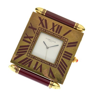 Lot 651 - Cartier - Pendulettes De Voyage quartz travel timepiece