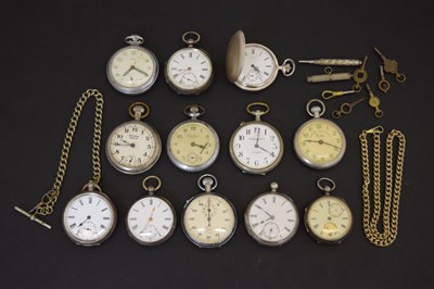 Lot 177 - Four Victorian silver cased open-faced pocket watches and later base metal examples