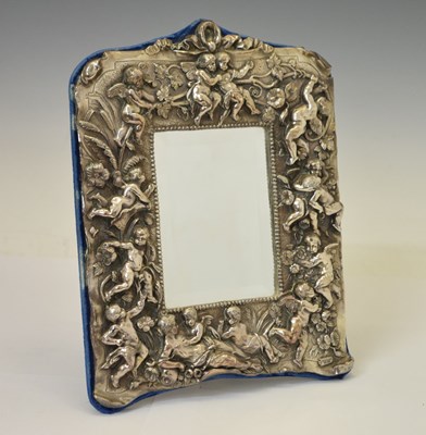 Lot 275 - Modern white-metal mounted easel mirror