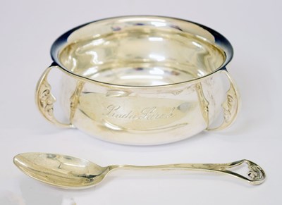 Lot 194 - George VI silver christening set decorated with The Man in the Moon