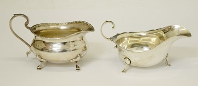 Lot 263 - George V silver sauceboat and an Edward VII silver cream jug