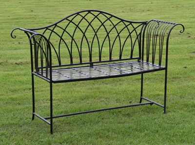 Lot 729 - Black painted metal two seater garden bench