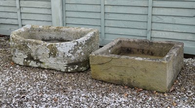 Lot 709 - Composite stone semi-circular fronted garden planter and square example