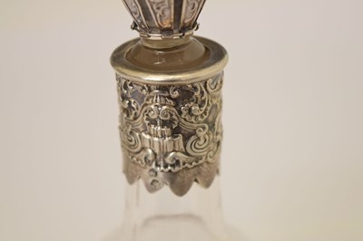 Lot 284 - Silver-mounted continental bottle, together with a pair of salts in the form of swans