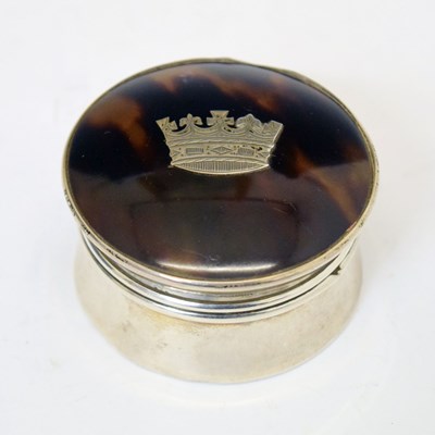 Lot 285 - George VI silver and tortoiseshell circular box