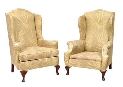 Lot 629 - Two 18th Century style wing armchairs