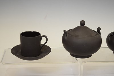 Lot 523 - Wedgwood - Black basalt coffee set for five persons