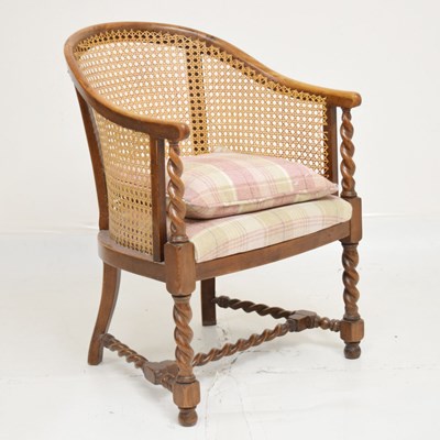 Lot 651 - Early 20th century cane back chair with barley twist supports