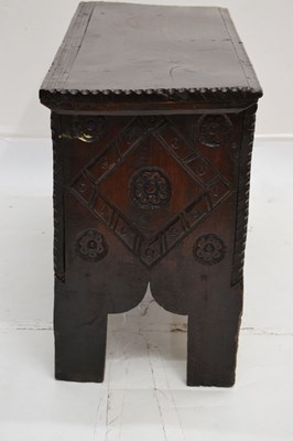 Lot 543 - Mid 17th century oak six-plank coffer or bedding chest