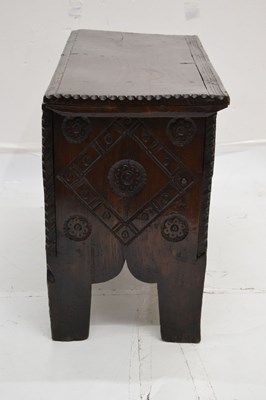 Lot 543 - Mid 17th century oak six-plank coffer or bedding chest