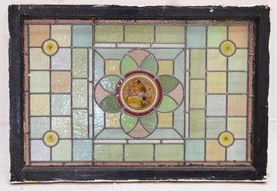 Lot 428 - Late Victorian stained and painted glass window