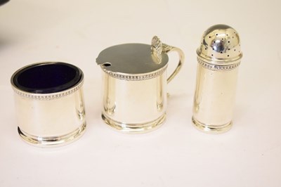 Lot 88 - George V silver three piece condiment set