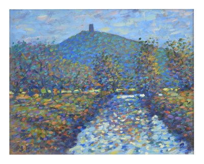 Lot 563 - Paul Stephens - Oil on board - 'Glastonbury Tor & Levels'