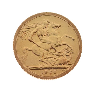 Lot 300 - Elizabeth II gold sovereign, 1966