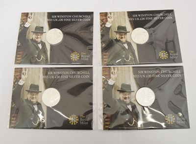 Lot 335 - Four Royal Mint Elizabeth II UK fine silver £20 Coins, 2015 Winston Churchill