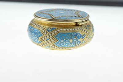 Lot 116 - Norwegian silver-gilt and blue enamel circular pot
