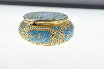 Lot 116 - Norwegian silver-gilt and blue enamel circular pot