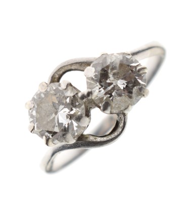 Lot 6 - Diamond 'toi et moi' two-stone white metal ring