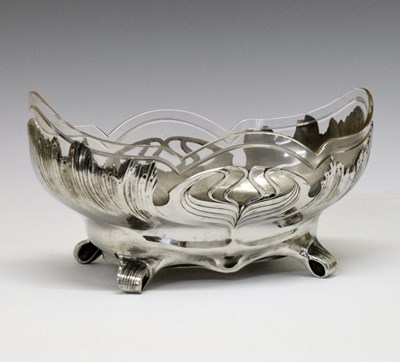 Lot 171 - Orivit Art Nouveau pewter and glass bowl