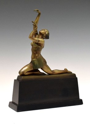 Lot 169 - Otto Hafenrichter - Austrian Art Deco bronze of a kneeling dancer